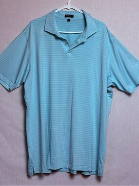 Peter Millar Crown Crafted Polo Shirt XXL Blue Striped Golf Performance